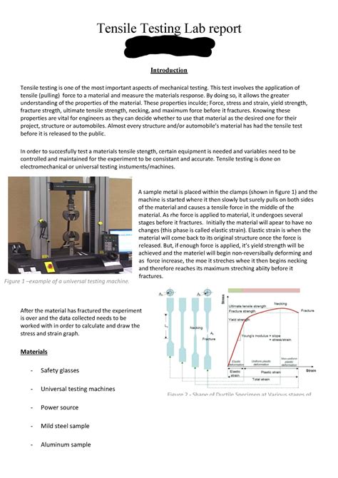 tensile testing lab results